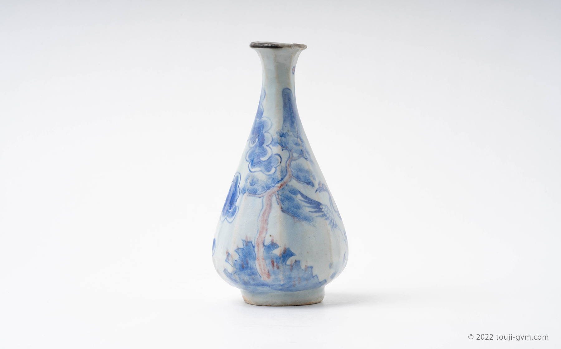 Joseon Dynasty Blue and White Porcelain Bottle with Deer Crane Design