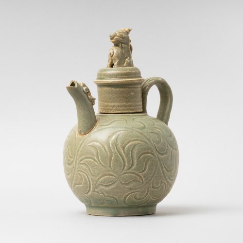越州窯 青磁牡丹文獅子鈕龍首水注 – Yue ware Ewer | 陶磁オンライン